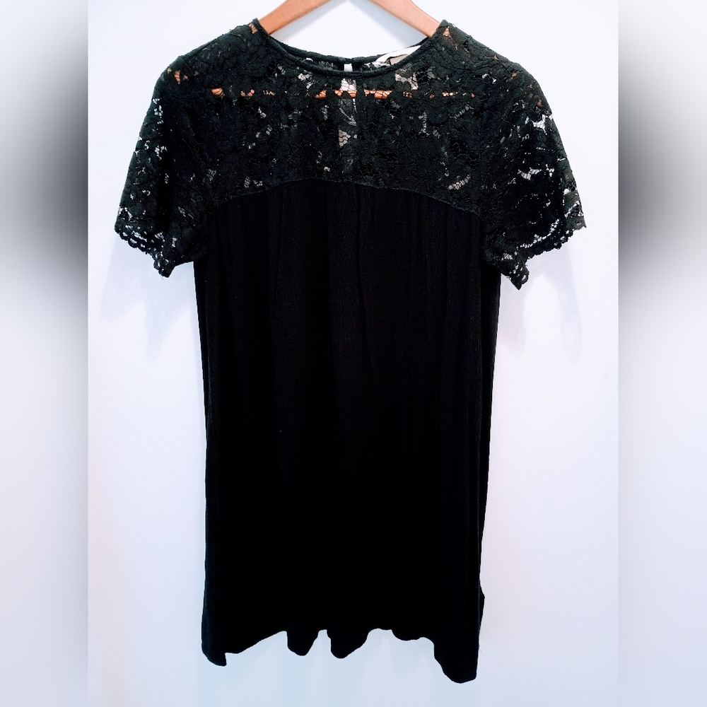 H&M Black Lace Mini Cocktail Swing Shift Dress